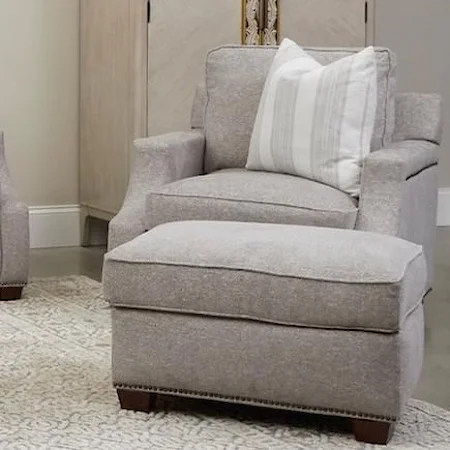 Transitional Scoop Arm Chair with Nailheads